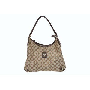 Gucci one shoulder bag handbag GG canvas leather beige brown